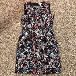 H&M Floral Midi Dress - Black, Pink, White